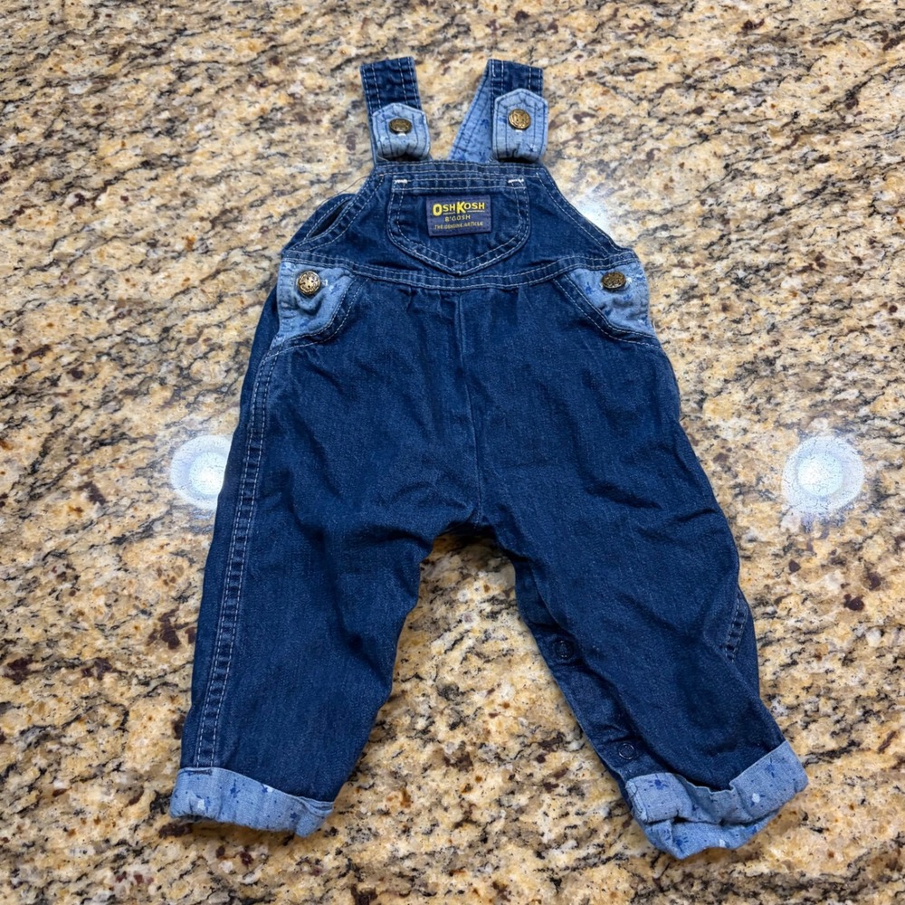 Vintage OshKosh B'gosh Vestbak Denim Overalls Dark Wash 3/6 Months v